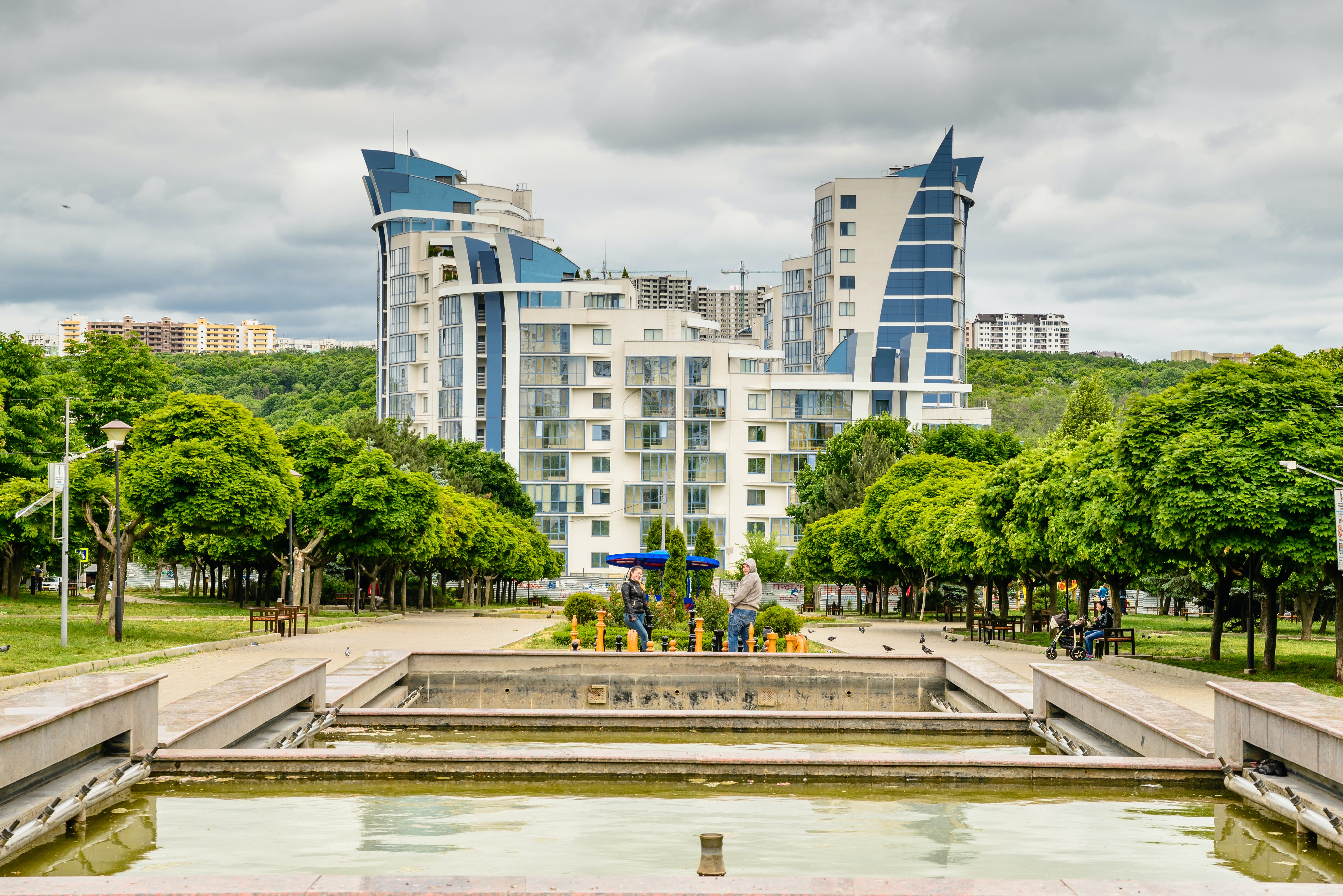 Blue and White Building