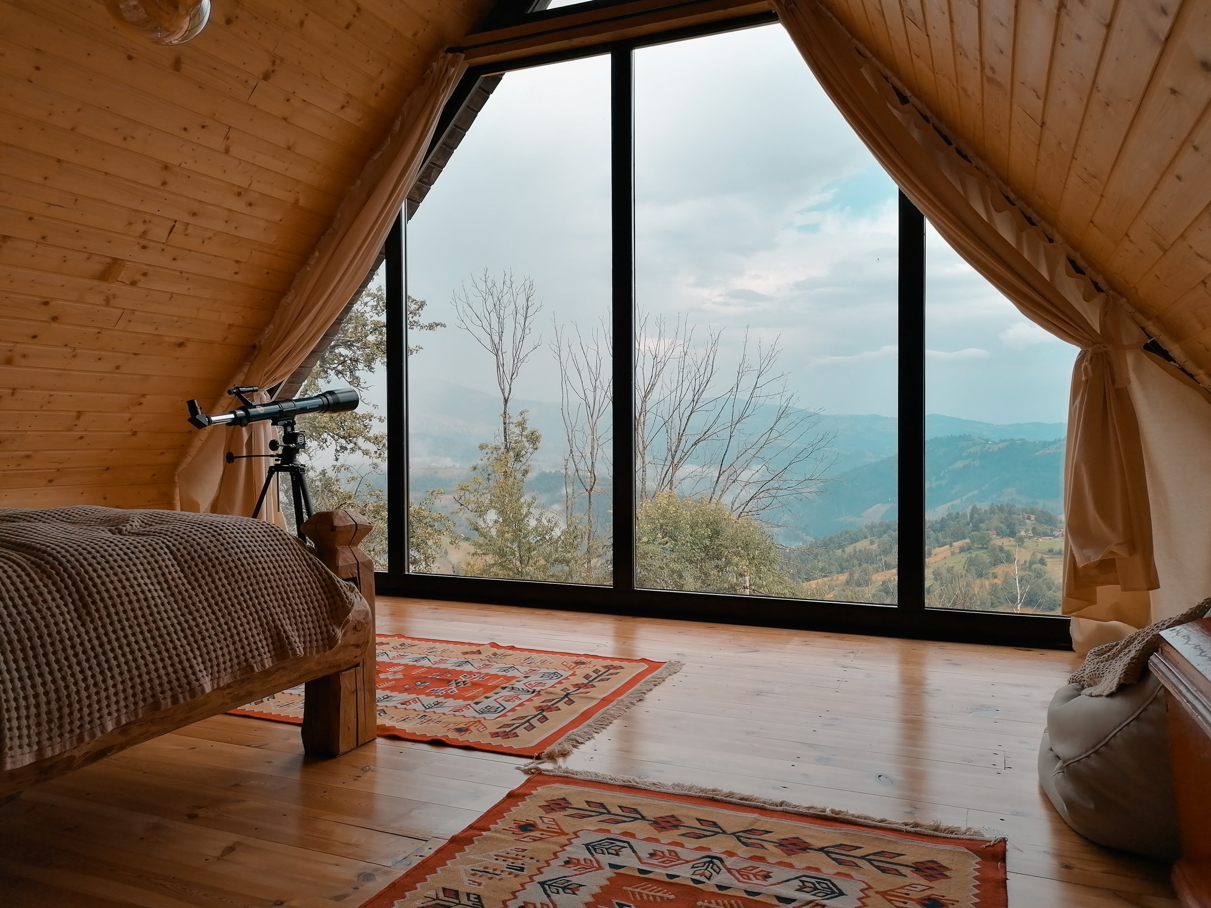 Brown Wooden Framed Glass Window